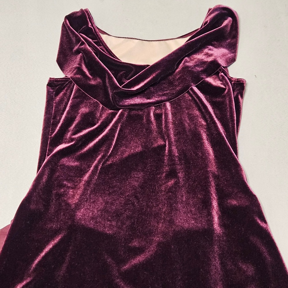 Weissman Velvet Cowl Neck Dress Womens SA Burgundy Mesh Performance Sheath